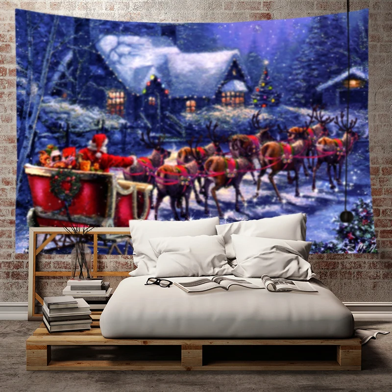 Рождественский настенный гобелен с мультяшным принтом гобелен настенный подвесной номер кровать в общежитии скатерть на стол новогодний домашний декор