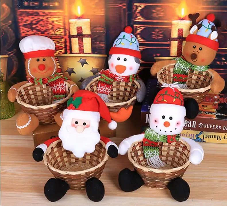 Christmas Candy Storage Basket Decoration Santa Claus Storage Basket Gift Desktop Decoration Santa Claus Storage Basket