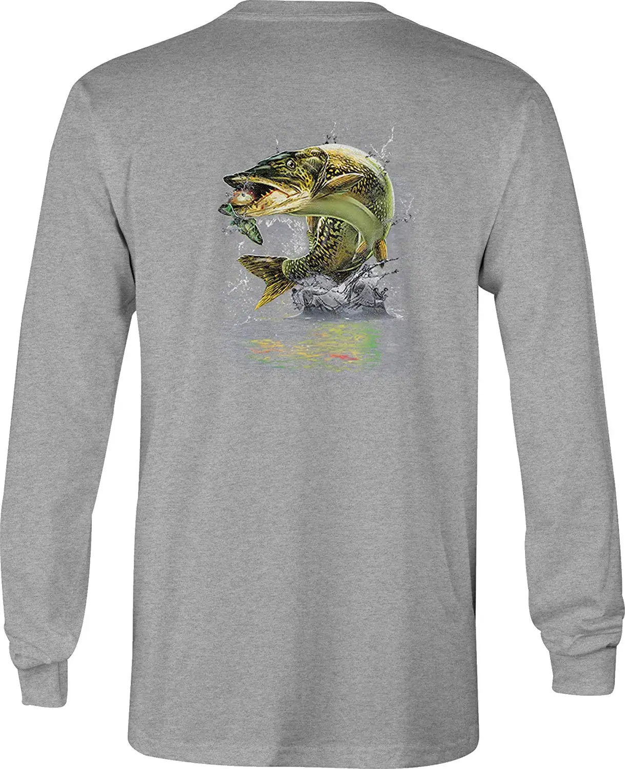 TSDFC Fishing Long Sleeve T Shirt Men Jumping Muskie Graphic Tee |