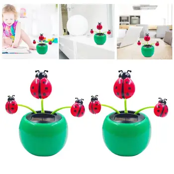 

Car Ornament Creative Plastic Solar Power Ladybug Car Ornament Flip Flap Pot Swing Kids Toy car accessories interior 2020
