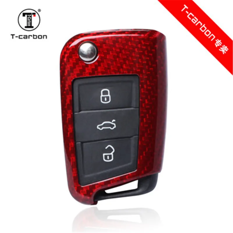 Чехол для автомобильного ключа из углеродного волокна VW Golf 7 MK7 Skoda Octavia A7 Seat Leon Ibiza