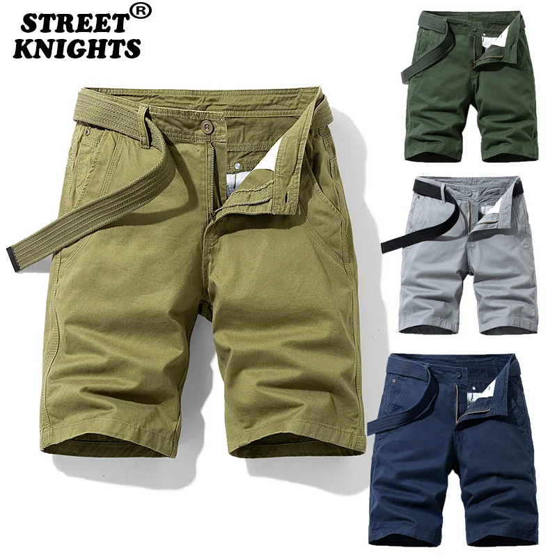 

2021 Summer Solid Color Fashion Cotton Casual New Breeches Cargo Men Shorts Men Breathable Quick Dry Multi Pocket Hip Hop Short