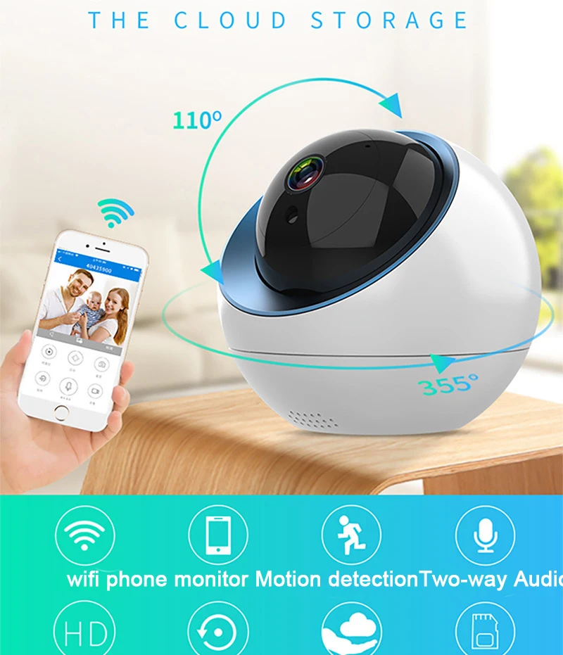 

HD 1080P Home Security Camera dome wifi camera with IR Night Vision Audio Record Monitor IP Camera