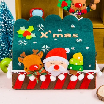 

Christmas Cartoon Tissue Box Non-Woven Diy Tissue Holder Free Cut Handmade Craft Material Kit