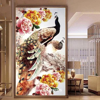 

Peony flower peacocks large 5d diy diamond painting animal needlework mazayka embroidery sale full square round drill JX788