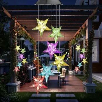 

Star Shape/Love Heart 6LED Solar Powered Wind Chime Lamp Outdoor Garden Hanging Lamp Solar Decorative Lights Garden Decoration