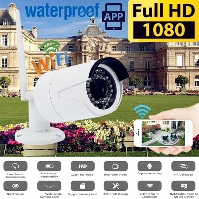 

1080P Wifi IP Camera Onvif 2.0MP HD Outdoor Weatherproof Infrared Night Vision Security Video Surveillance Camera