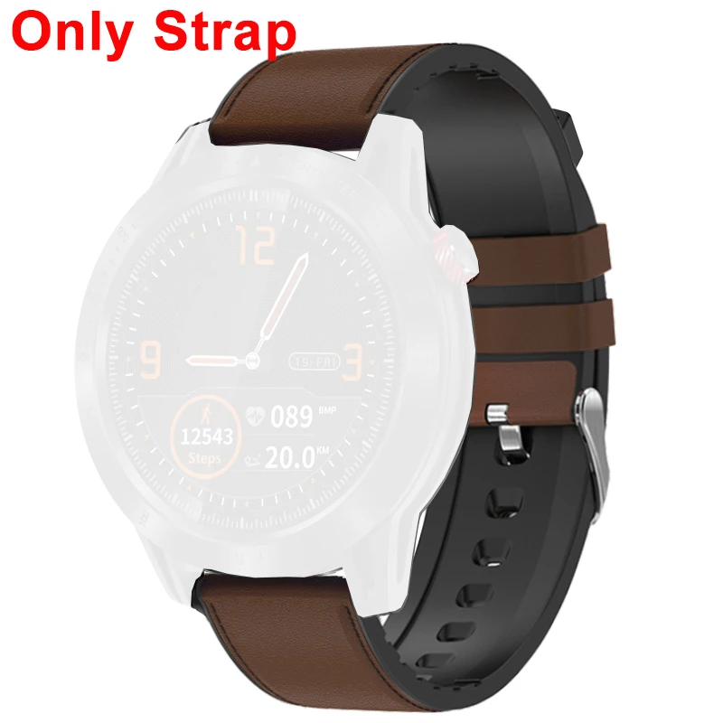 Brown Leather Смарт-часы с перекрестным управлением, полный сенсорный круглый экран, IP68 водонепроницаемый монитор сердечного ритма, мульти спортивный фитнес-трекер, умные часы - Цвет: Brown Leather