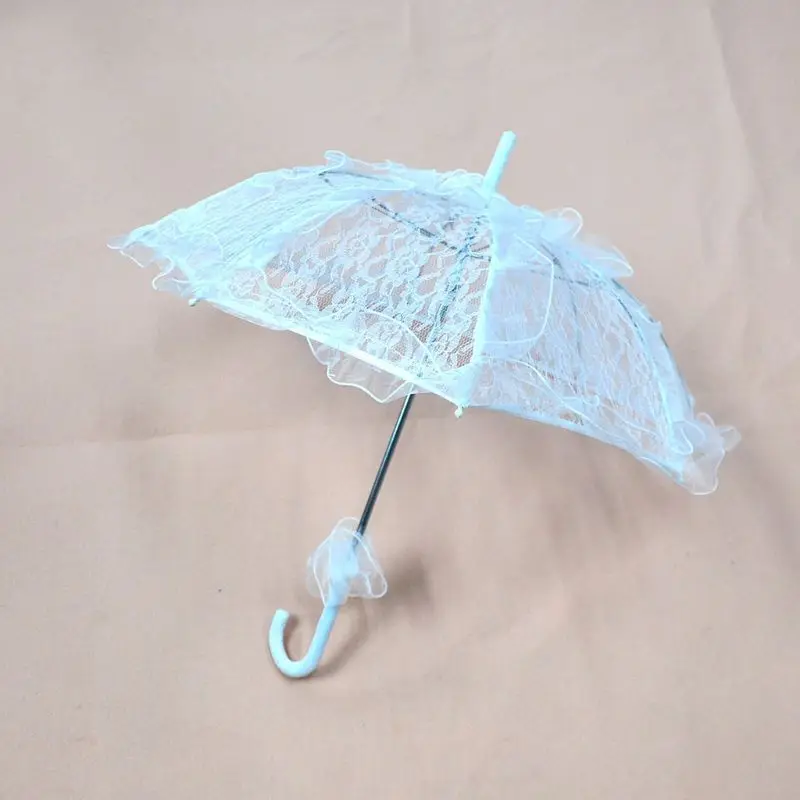 Womens Western Style Hollow Out Floral Lace Umbrella Wedding Bridal Manual Opening Fleur Parasol Ruffles Trim Romantic Photo