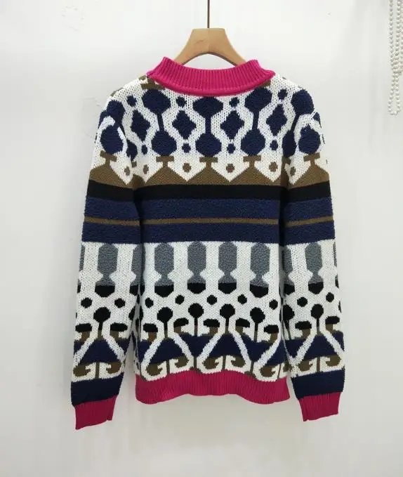 

Autumn winter series new color matching casual pullover Women's Sweater temperament wild Top Dress
