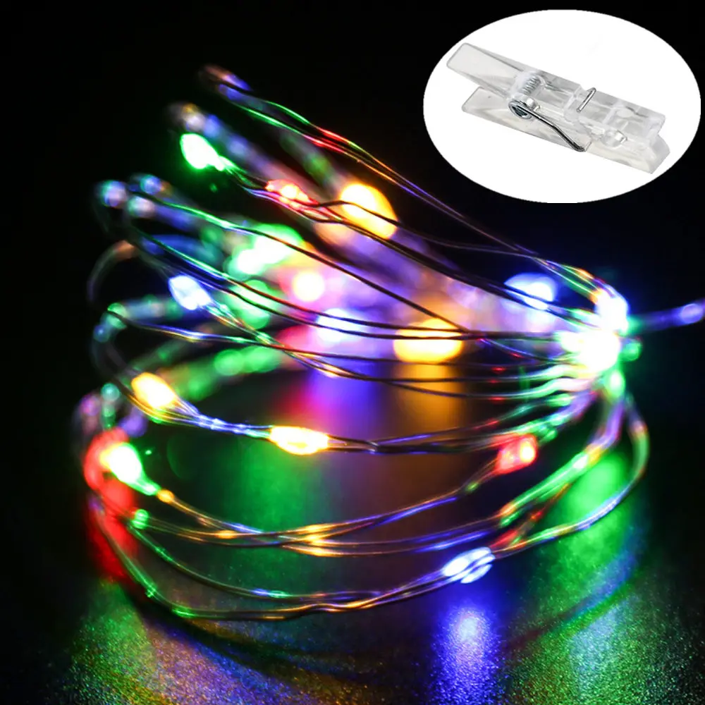 Muticolor 5 м DIY фото клип гирлянда батарея/USB питание декоративные огни Фея для Рождество год вечерние свадебные украшения комнаты - Испускаемый цвет: Muticolor