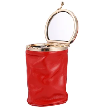 

1Pc Mini Perfume Storage Mini Portable Retro Lovely Leather Makeup Bag With Mirror(Black)