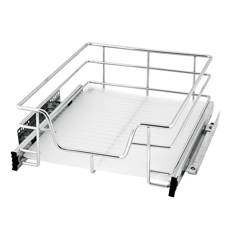 

Stainless Steel Kitchen Kitchen Cabinet Pull Basket Wire Drawing Square Basket Luggage Carrier Drawer Bowl Rack Flavoring Frame