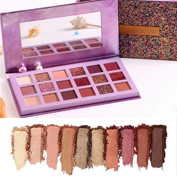 

Beauty Glazed 18 Color Makeup Eyeshadow Palette Glitter Matte Shimmer High Pigment Bling Rhinestone Eye Shadow Make up Palette
