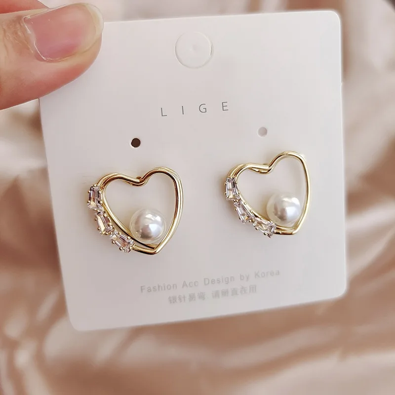 Новинка 2020 корейские Модные Двухслойные жемчужные серьги Love темпераментные