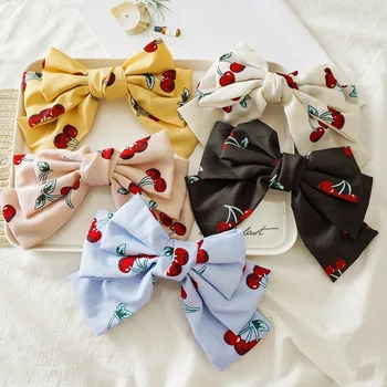 

Cherry Printed Hair Pins France Style Hair Clips For Women Bowknot Hairpins Girls Hair Accessories