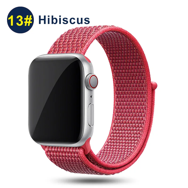 Ремешок UEBN для Apple Watch Series 5 4 3 band 44 мм/40 мм Спортивная петля для iwatch band 5 42 мм 38 мм ремешок браслет нейлоновый ремешок для часов - Цвет ремешка: Hibiscus