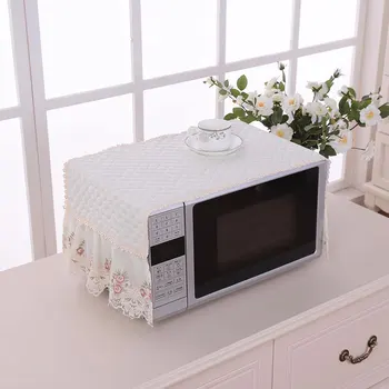 

Kitchen Dust Proof Accessories Protection Hood Decoration Dining Simple Microwave Oven Cover Anti Oil Thickened Lace Embroidery
