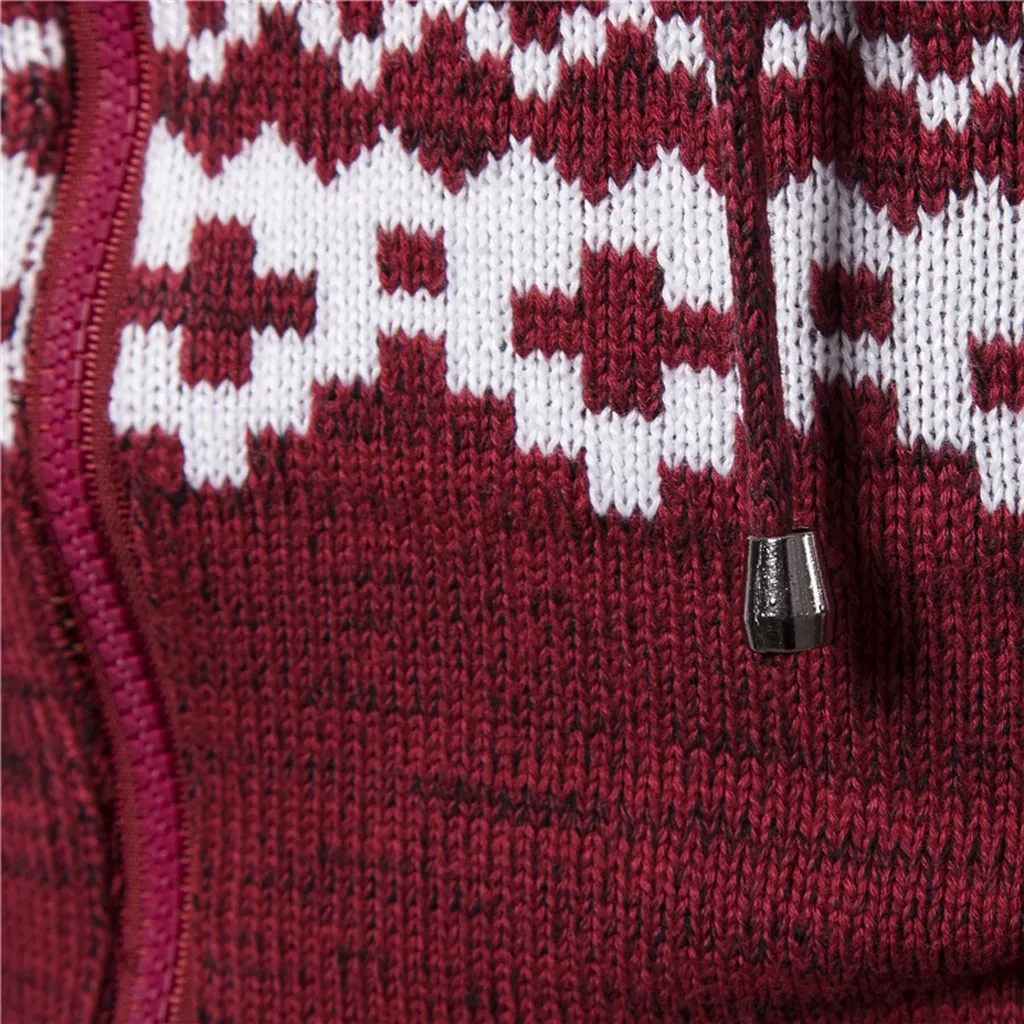 Feitong/Рождественский свитер с капюшоном, мужская куртка, Повседневный свитер на молнии с принтом оленя, мужские вязаные свитера с длинным рукавом, топы для мужчин