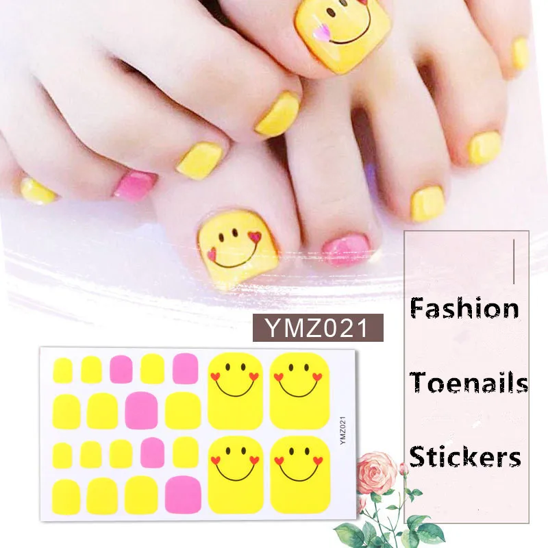 22tips/sheet Toe Nail Stickers Fashion Toe Nail Wraps Nail Art Full Cover Adhesive Foil Stickers Manicure Decals - Цвет: YMZ021