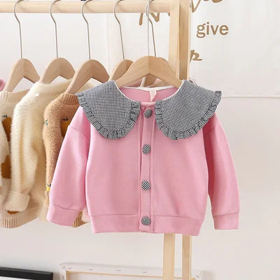 light pink Пальто высокого качества для маленьких девочек куртки с длинными рукавами для новорожденных детей детская одежда милые детские пальто с большими лацканами для детей от 0 до 3 лет - Цвет: light pink