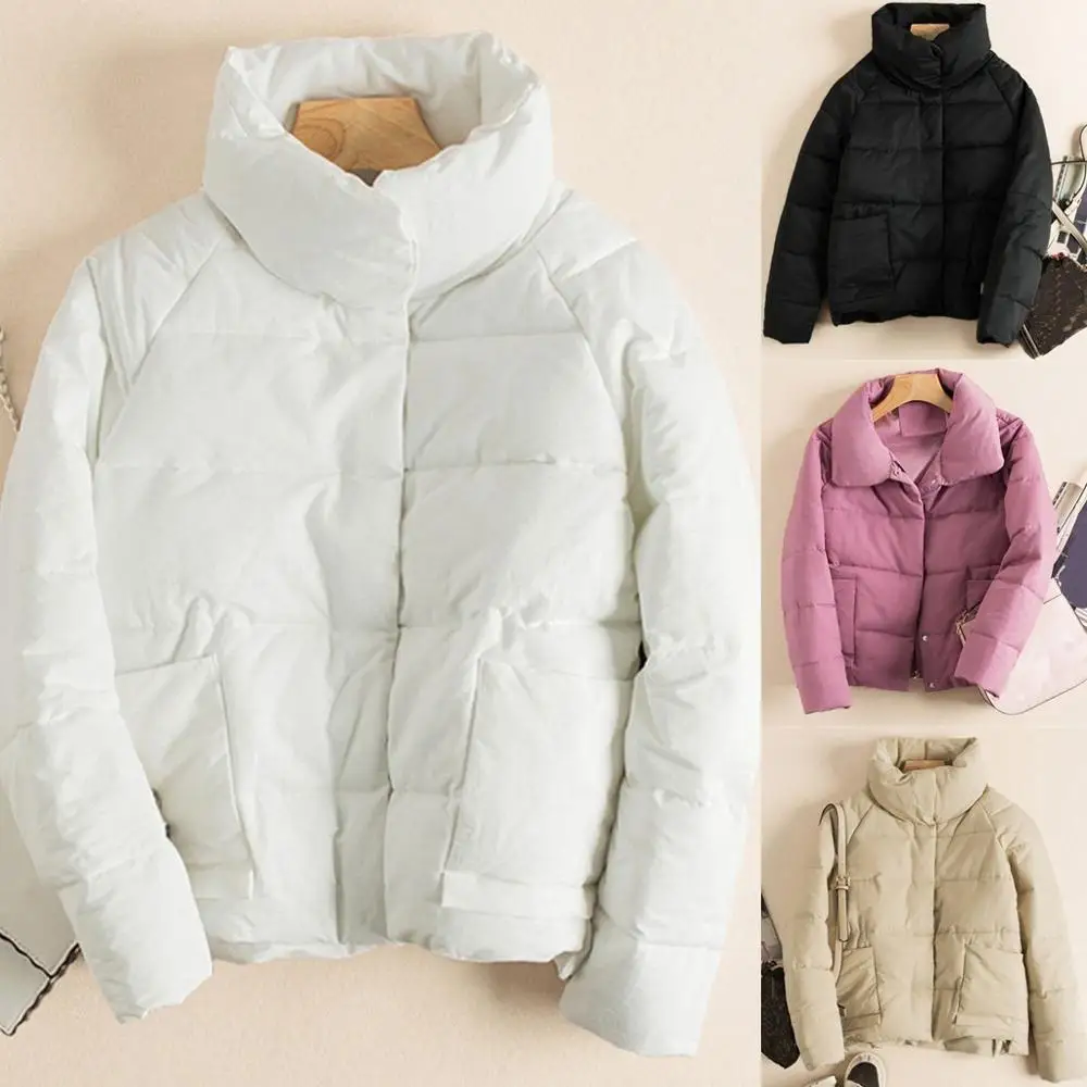 

Winter Down Jacket Women Plus Size Stand Solid Short Cotton-padded Down Jackets Coat Daunenjacke Manteau Doudoune Donsjack Dames