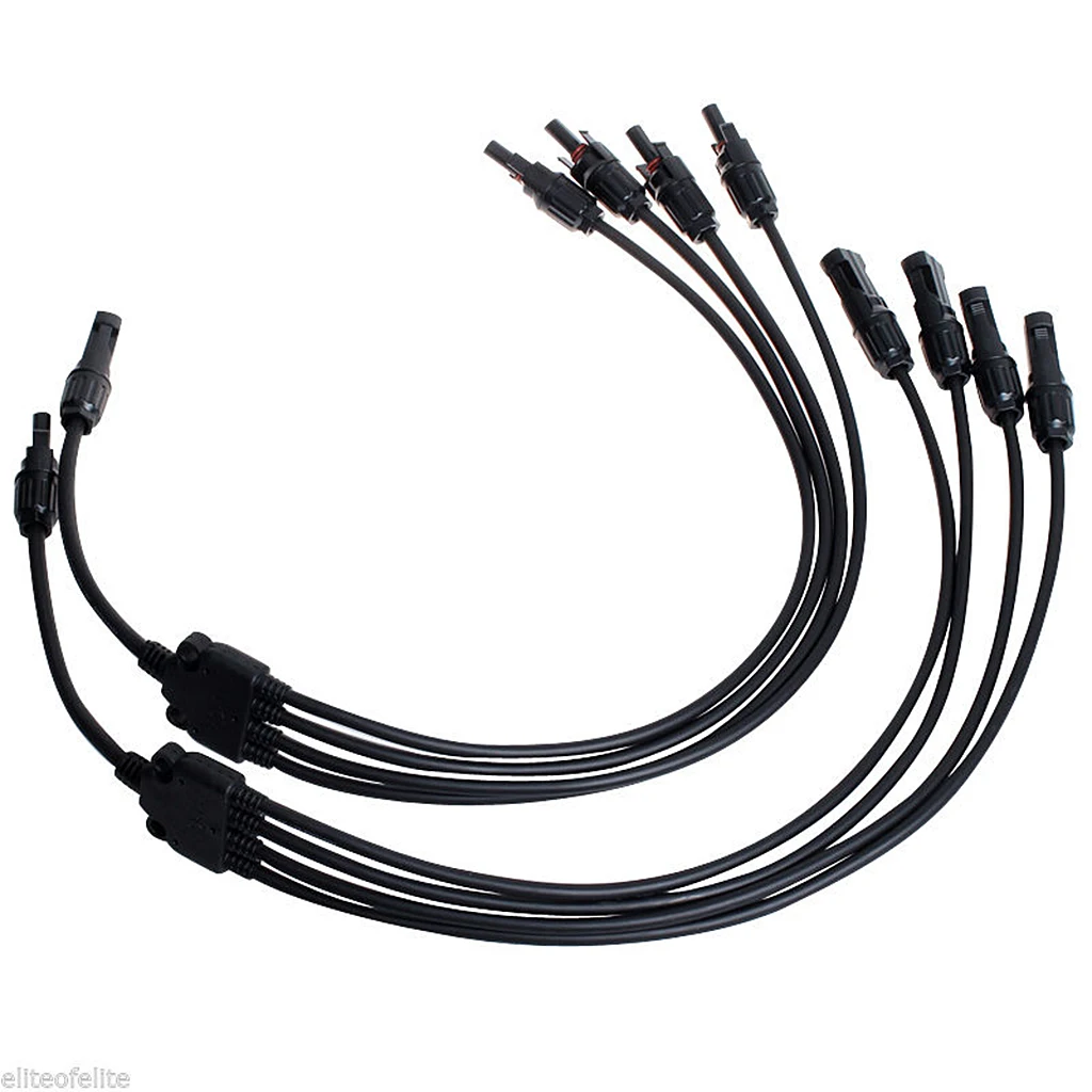4 Pairs of  Y Branch Solar Panel Adapter Connector M/FFFF1 to 4 for Solar Wire Cable Connection
