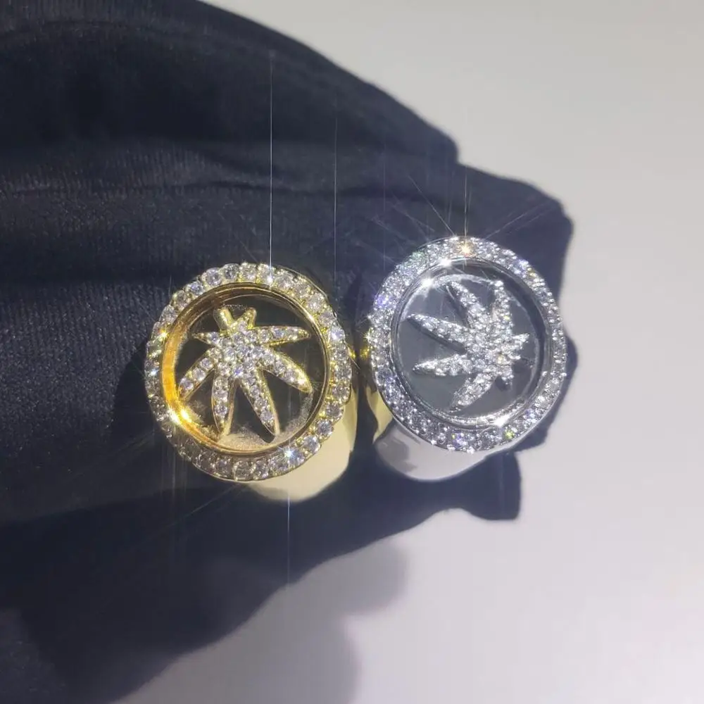 Bling Spinner Кольца кленовый лист для мужчин и женщин Подарки 2 цвета микро проложили