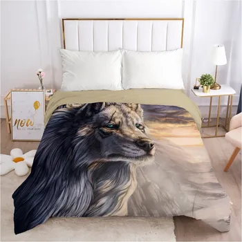 

3D Comforter Cover Duvet Covers Quilt Case Bed Linen Black 265x230cm King Wolf Camel Design Custom Bed Linens Bedding Bag Set
