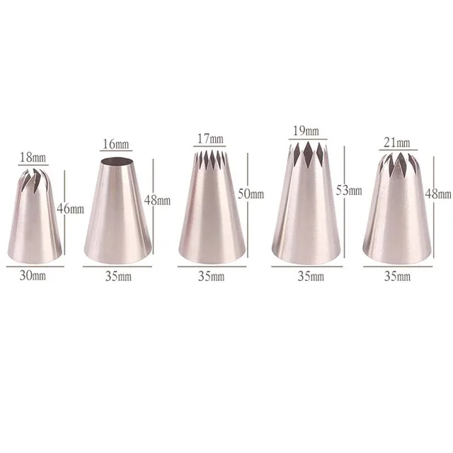 5Db/Csomag Nagy Csővezeték -Tippek Rozsdamentes Acél Orosz Jegesedés Csővezetékek Fúvókák Készlet Tészta Cupcakes Sütemények Dekorációs Szerszám - Image 3