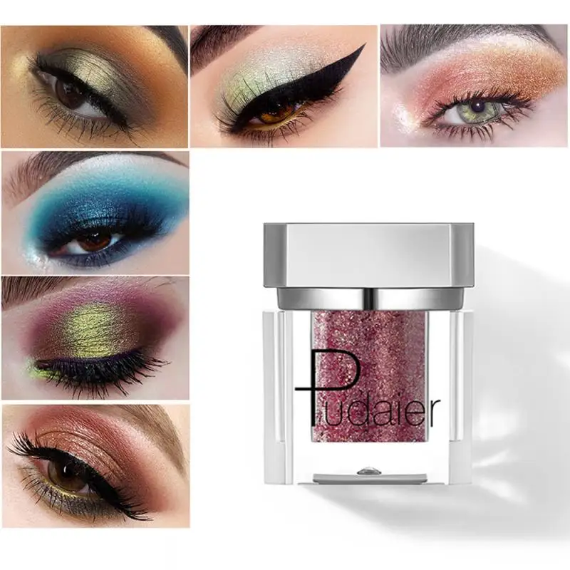 

Pudaier Metallic Glitter Eye Shadow Pallete Diamond Shine Eyeshadow Pigment Sparkle Waterproof Soft Eye Makeup Cosmetic TSLM2
