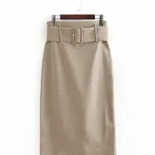 Bonjean Женская шикарная длинная Однотонная юбка миди с бантом и поясом на молнии сбоку прямая Женская Базовая повседневная юбка Falda Mujer