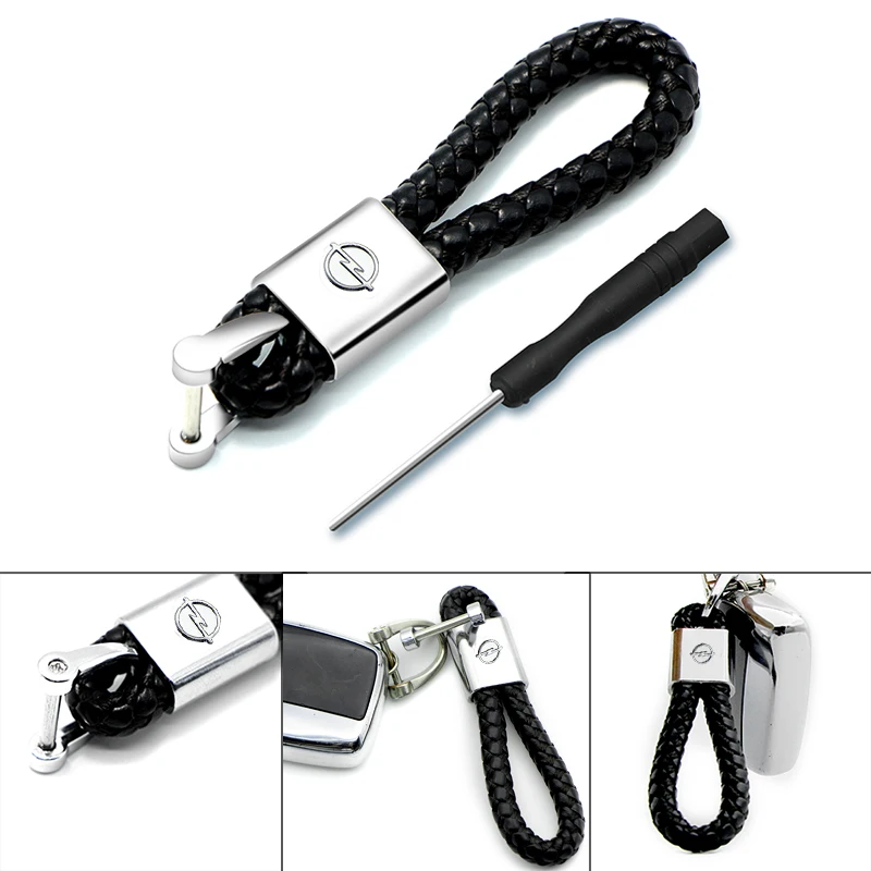 

1pcs 3D Keychain Hand Woven Horseshoe Buckle Key Ring for Opel Astra H G J Insignia Mokka Zafira Corsa Vectra C D Auto Goods