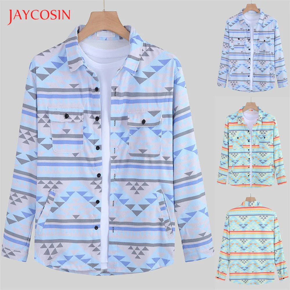 Joycosin, осенне-зимняя мужская рубашка, модная мужская одежда со стразами, длинный рукав, воротник с лацканами, мужская рубашка с двойным карманом, уличные Топы