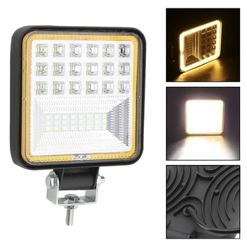 

126W/42SMD Car LED Work Light For Offroad ATV UTV Tractor 6000K Super Bright With Aperture Fog Lights Motorcycle Accessories