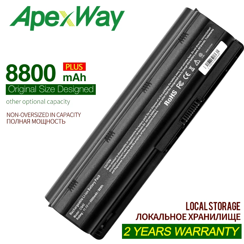 Аккумулятор ApexWay для ноутбука HP MU06 MU09 593553 001 Pavilion g4 dv3 dv4 dv5 dv6 dm4t CQ42 CQ56 CQ57 CQ62 12 ячеек