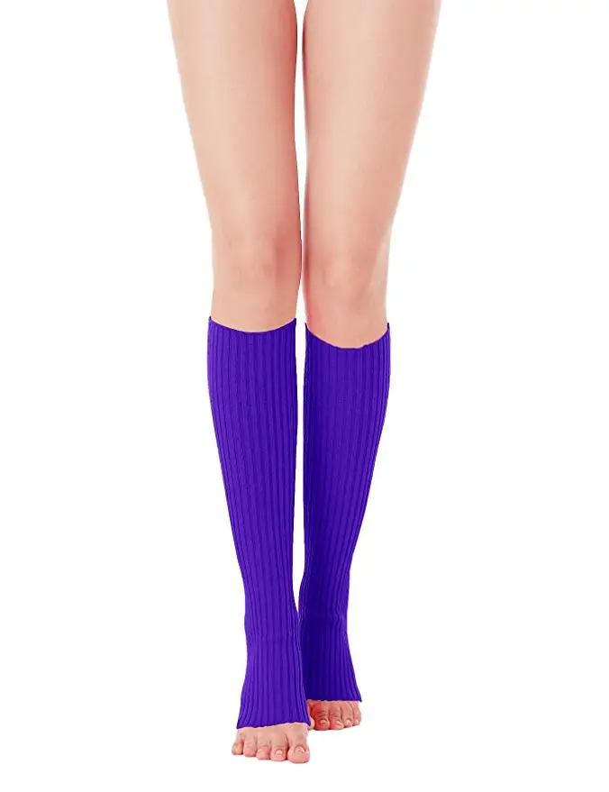 purple Женские вечерние гетры, вязаные неоновые танцевальные костюмы 80 s, 1980 s, гетры, комплект с юбкой-пачкой, перчатки для ног - Цвет: purple