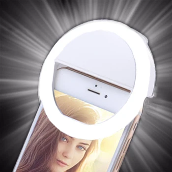 

Mobile Phone Light Clip Selfie LED Auto Flash For Phone Smartphone Round Portable Selfie Flashlight Makeup Mirror Rechargeable