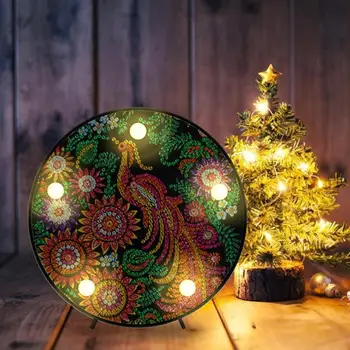 

DIY Diamond Painting LED Lamp Flower Peacock Special Shape Partial Drill Diamond Christmas Decoration for home New Year 2019
