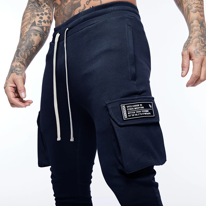 Autumn New Men's Jogging Sweatpants Cotton Pocket Design Running Cargo Pants Gym Men's Fiess Multi-Pocket-Style Training_voghion.com