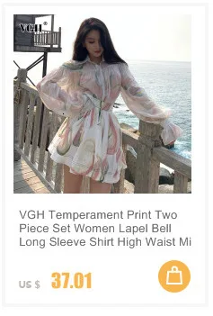 VGH White Casual Shorts Sets Female Square Collar Puff Long Sleeve Short Top High Waist Lace Up Short Loose Women's Suits Summer skirt and top co ord