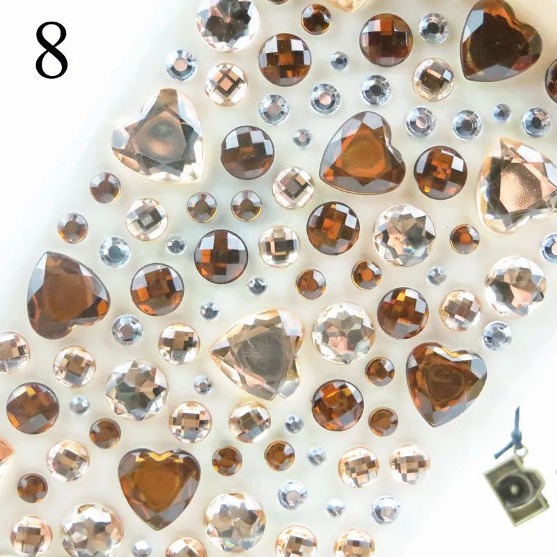 Красочные алмазные 3D наклейки в виде сердца Kawaii, акриловые декоративные клеящиеся наклейки для телефона, дневника, альбомы Сделай Сам Скрапбукинг, Декор, подарок - Цвет: 8