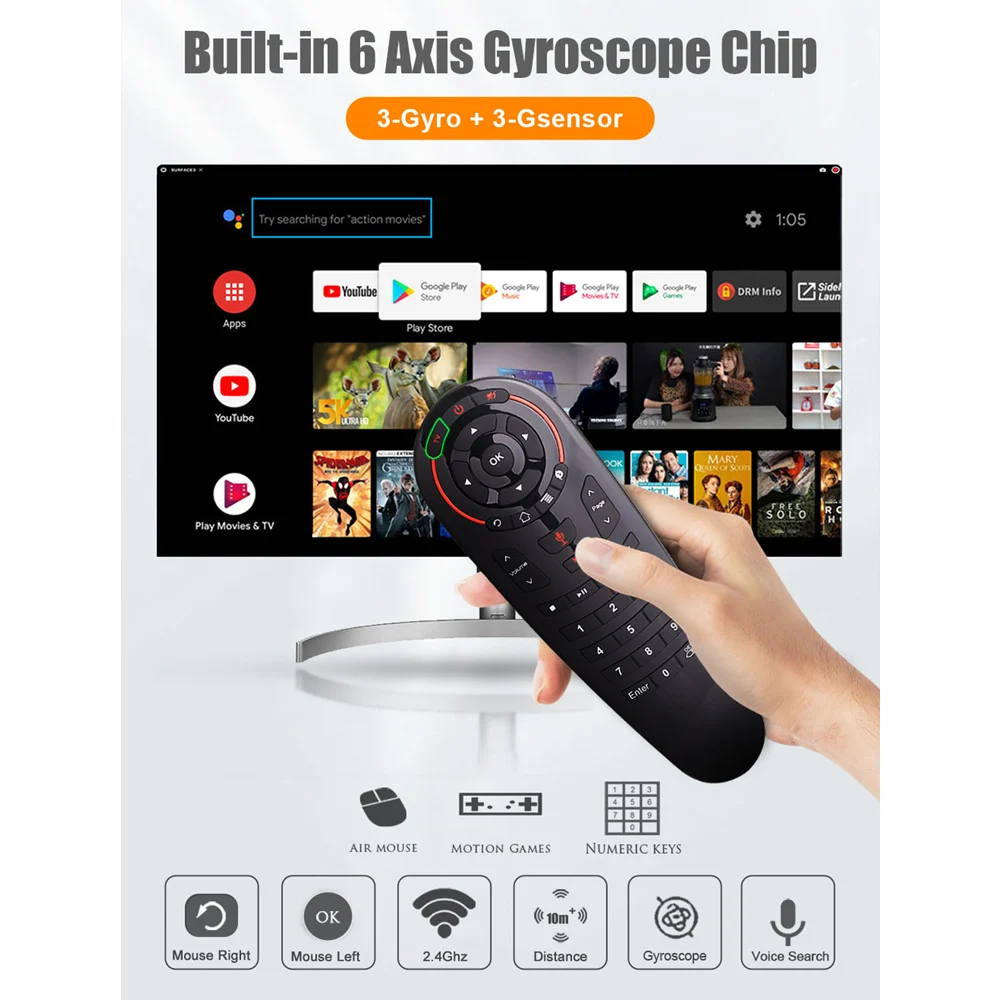 Mecool New G30 air mouse smart remote control 2.4g Wireless Mini Kyeboard IR learning Gyro Sensing  33 keys Game andriod tv box6