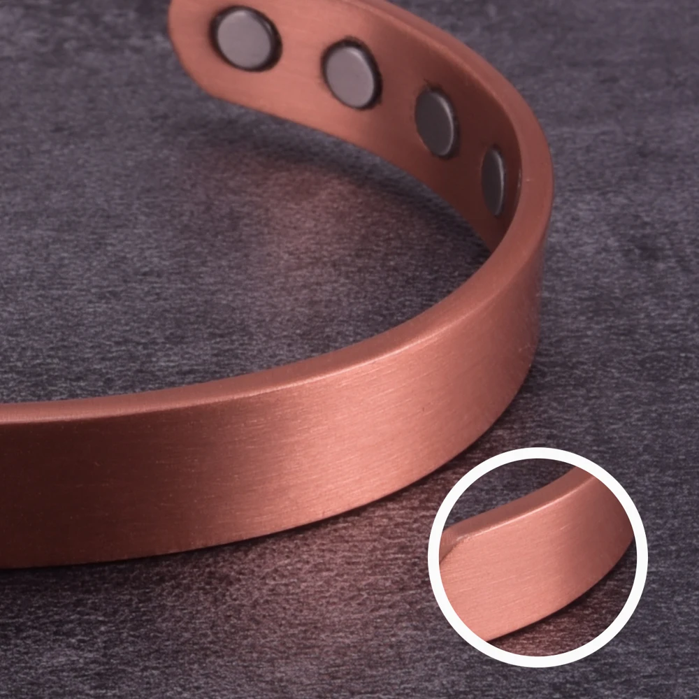 Magnetic Bracelet Bangle Bracelet Vinterly Matte Pure Copper Magnetic Bracelet Men Arthritis Adjustable High Magnets 10mm Cuff Bangles Health Energy Jewelry Male