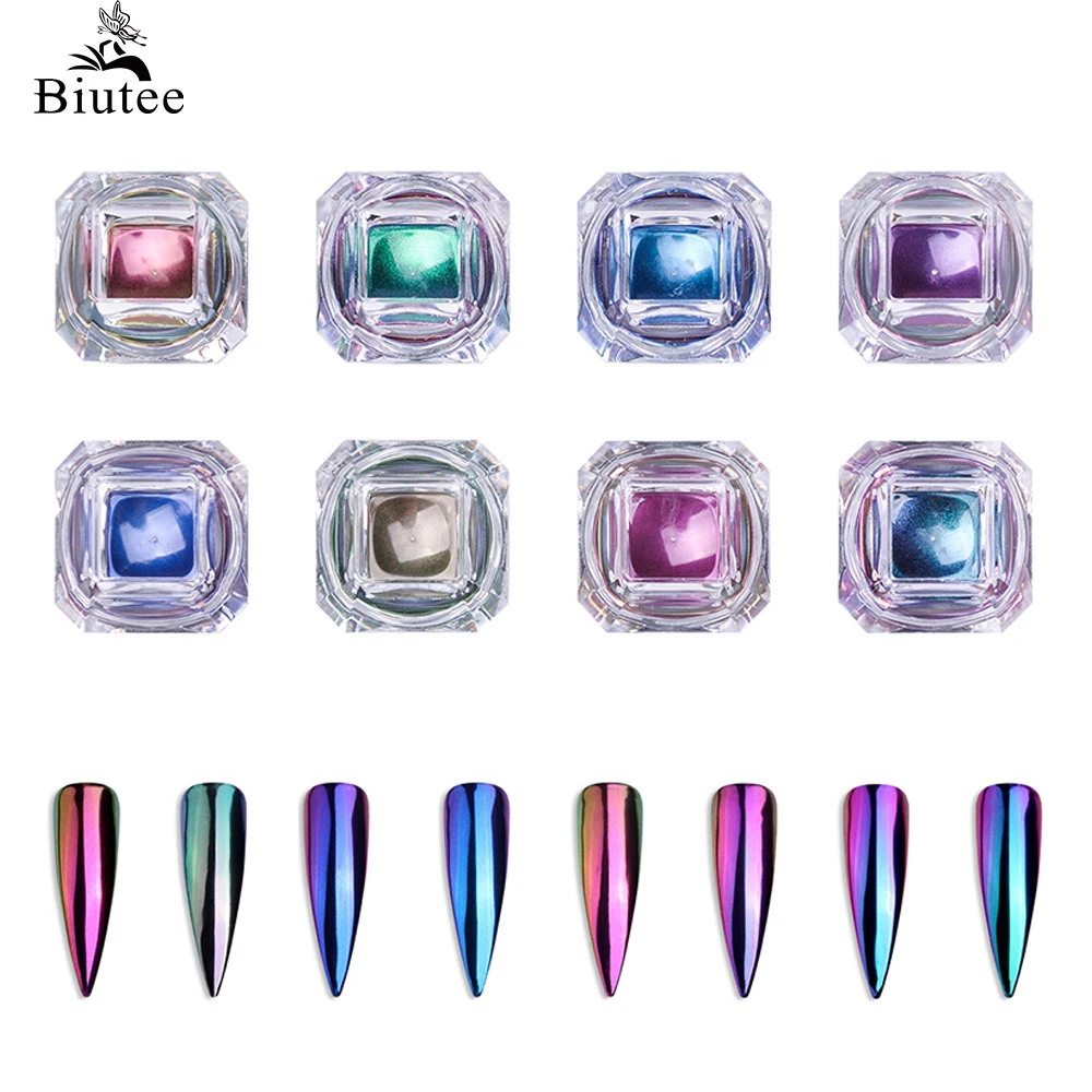 Biutee 8 ボックスズ 5 ミリリットルカメレオンミラーグリッターパウダー Shnining グリッターパウダーゴージャスなレーザーカラフルなネイルアート孔雀ミラー ネイルグリッター Aliexpress