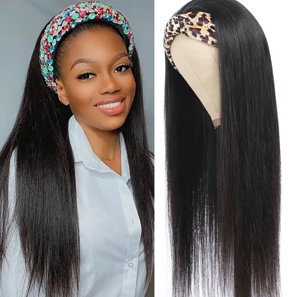 Larimaストレートヘッドバンドかつら黒人女性の人間の髪かつらインドのremy毛グルーレス自然な黒色150 密度 Full Machine Wigs Aliexpress