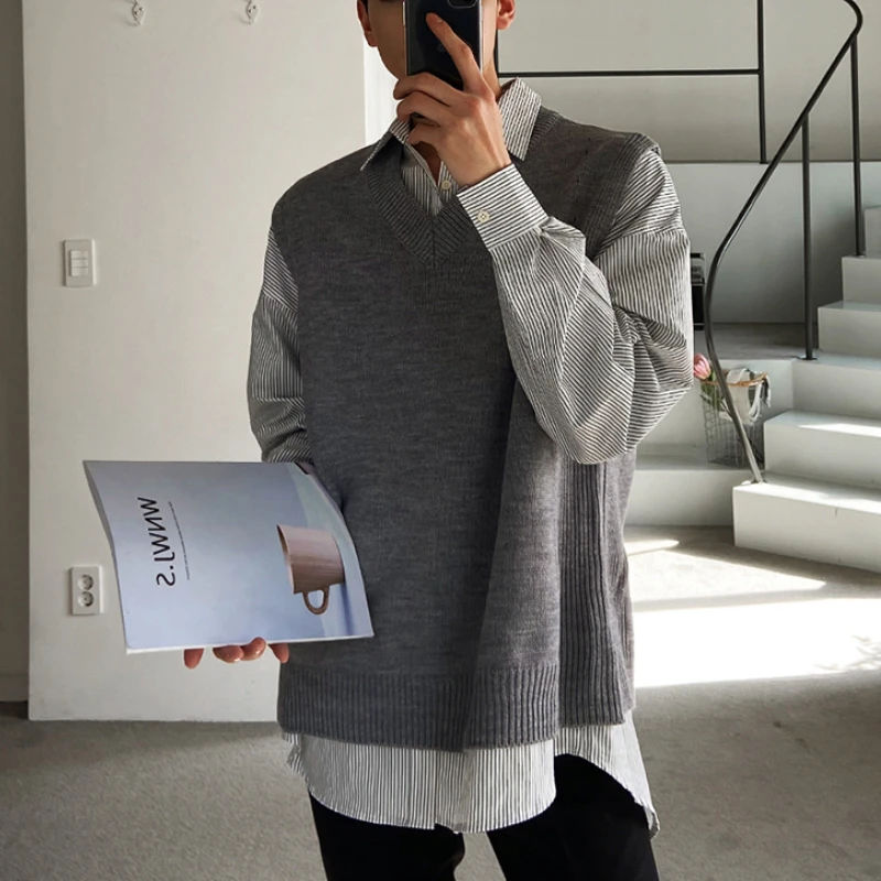 Men Sweater Vests Simple All-match V-neck Solid Sleeveless Tops Basic Cozy Korean Style Ins Leisure Knitted Plus Size M-3XL men sweater vests mens knitted vest