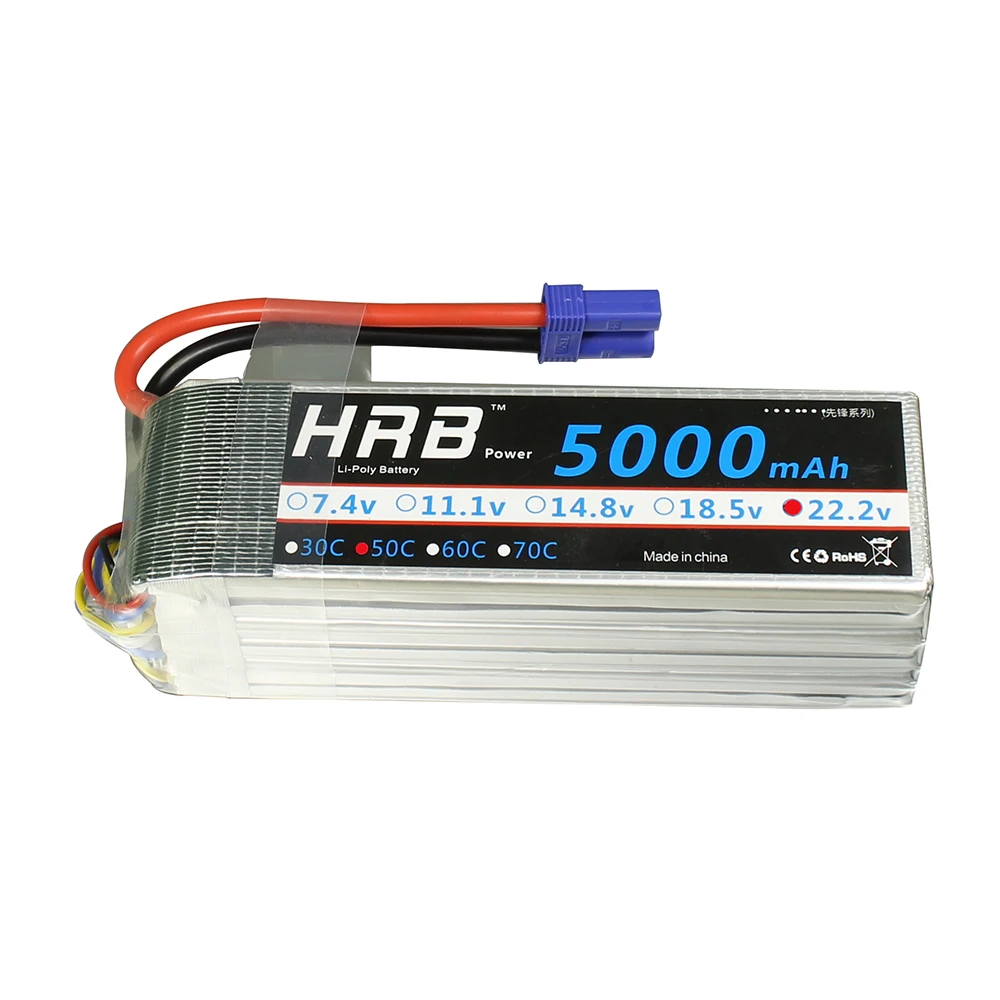 2 упаковки HRB 6S Lipo аккумулятор 22 в 5000 мАч 50C EC5 разъем для Trex 700 800E tarot 650 Квадрокоптер
