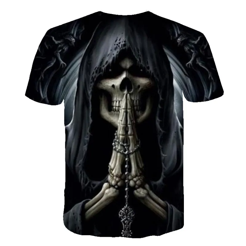 New Skull T Shirt Men Women 3D Print Fire Skull T-shirt Short Sleeve Hip-Hop Tees Summer Tops Cool t shirt Halloween Shirt