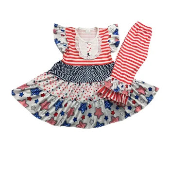 

Girls' clothing sets kids wear shorts ruffles clothes children 4th of July outfits
